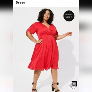 ❄️❄️ NWT TORRID 2X Midi Dobby Satin Surplice Wrap Dress